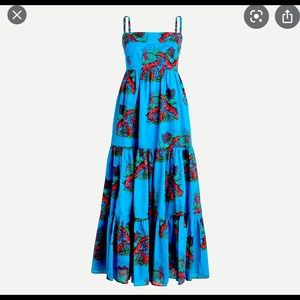 JCrew tiered maxi dress in lobster print